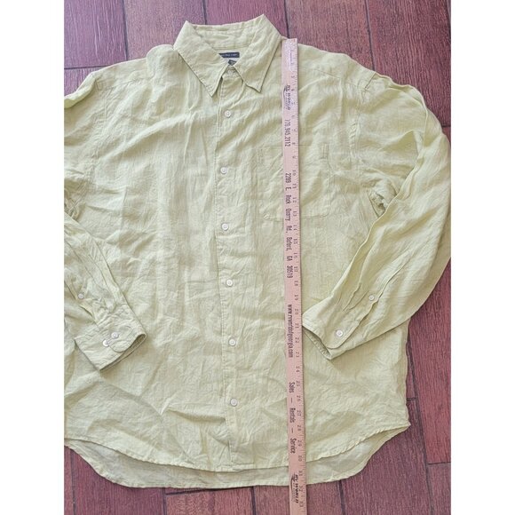 Vtg Y2K 2001 Banana Republic Mens Large Irish Linen Collared Button Shirt Green - Picture 4 of 7